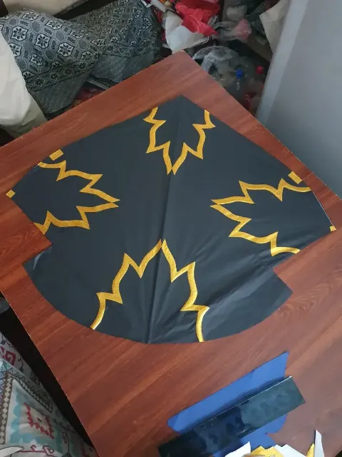 1.5 tawa gudda kite in black with gold leaf patterns